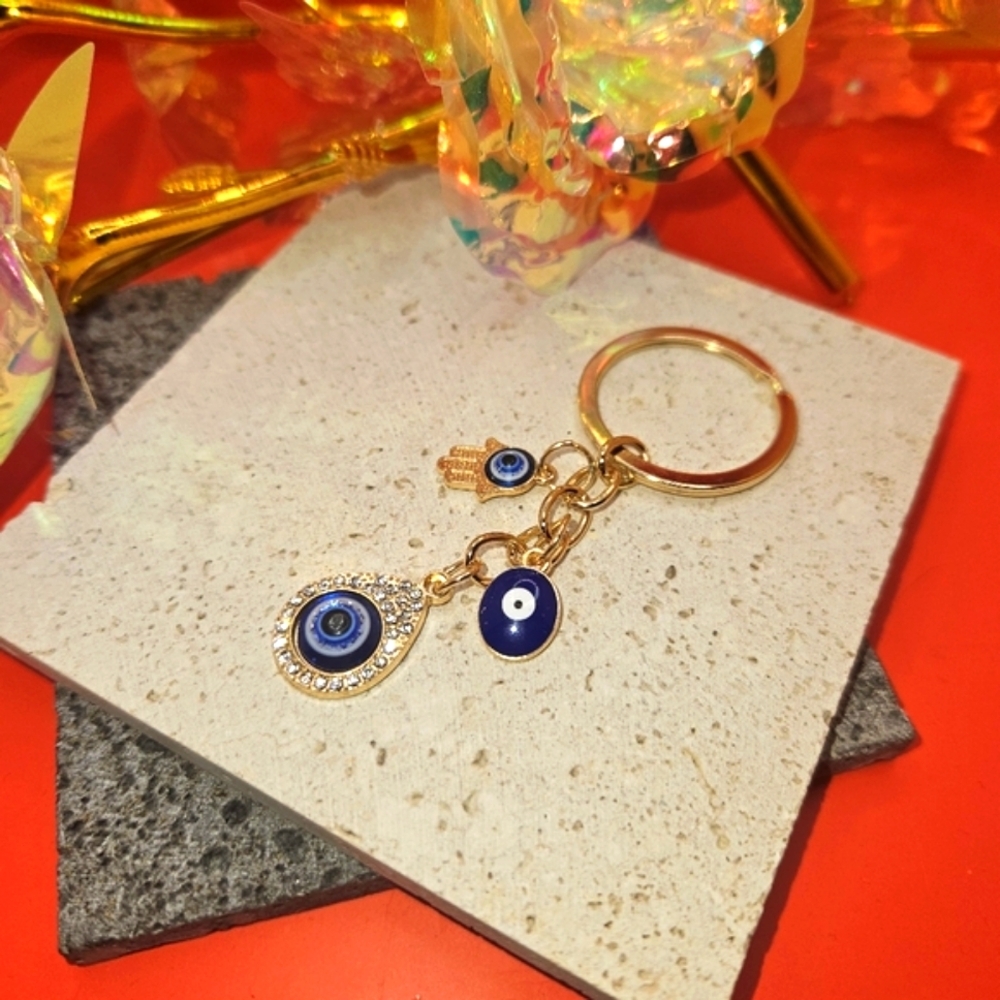 Hamsa Hand Evil Eye Keychain - Bag Charm Purse Charm